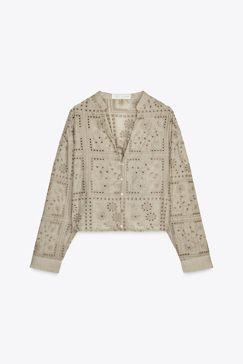 SHIRT WITH CUTWORK EMBROIDERY - Zara фото 7