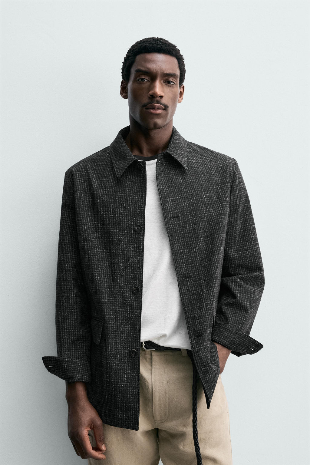 BLAZER RELAXED FIT ESTRUCTURA WAFFLE / Negro - Zara фото 2