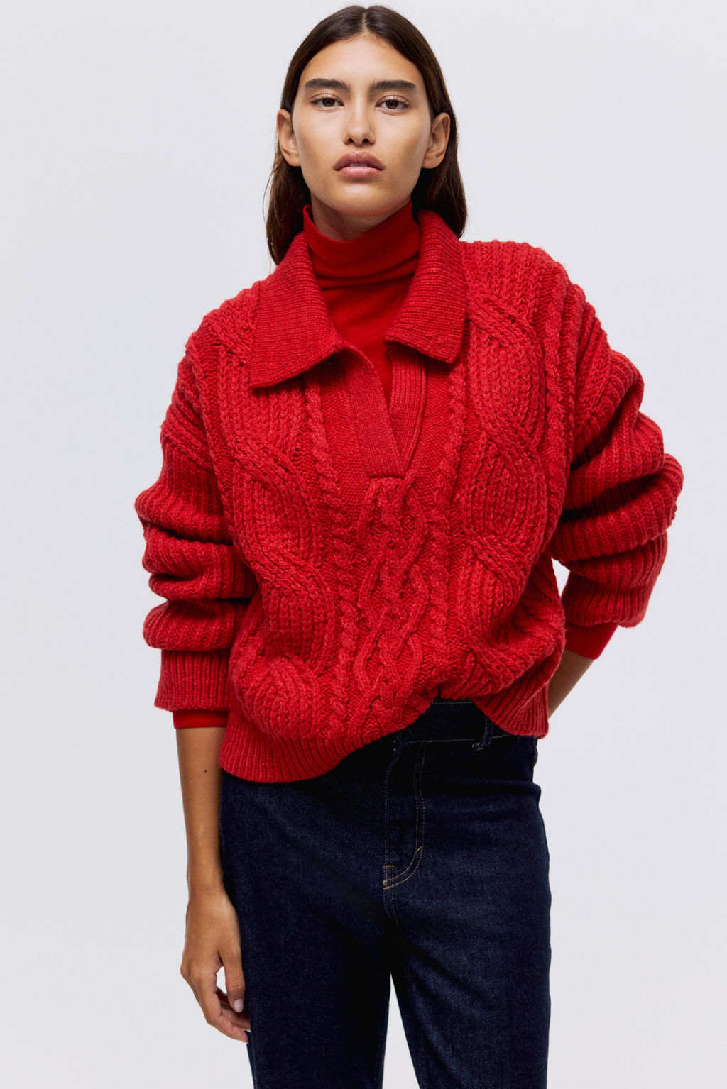 Jersey en punto trenzado con cuello - H&m фото 4