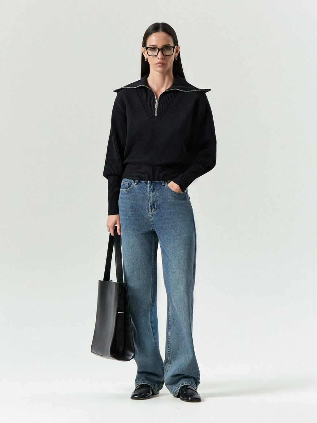 Укороченный джемпер на молнии с воротником апаш - Emka фото 2