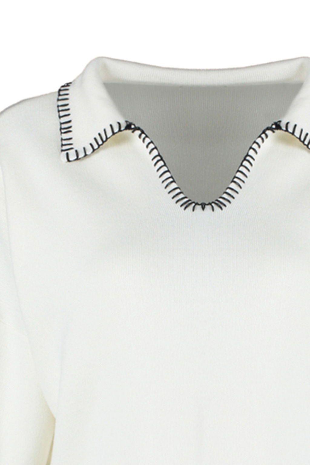 Ekru Polo Yaka Pamuklu Genis Kal?p Triko Kazak TWOAW24KZ00981 - Trendyolmilla фото 7