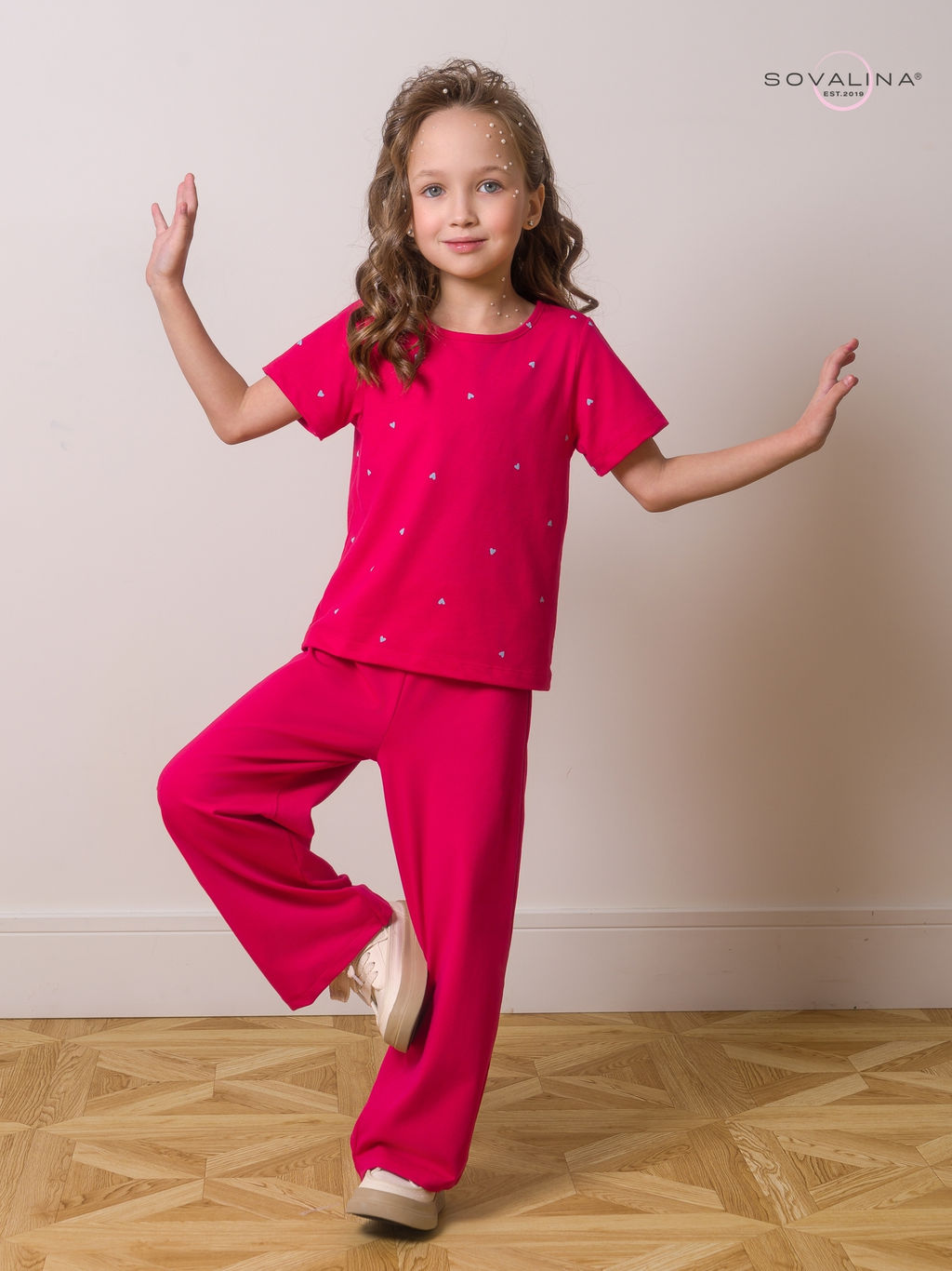 Костюм Лето сердечки малина-маджента - Sovalina фото 2