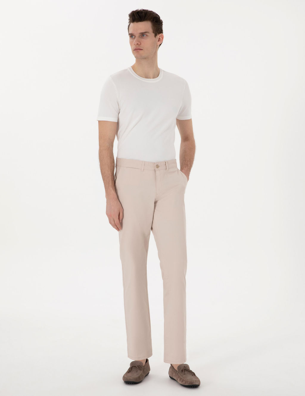 Bej Regular Fit Basic Kanvas Pantolon - Pierre cardin фото 3