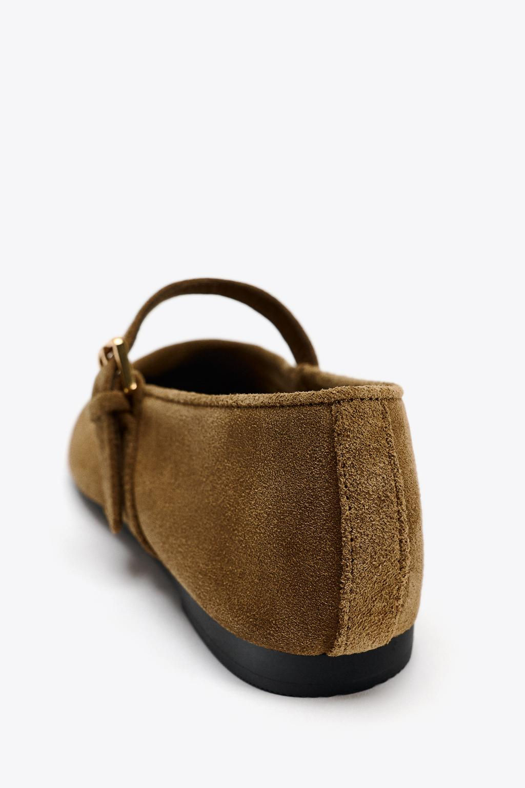 SPLIT SUEDE BALLERINAS - Zara фото 13