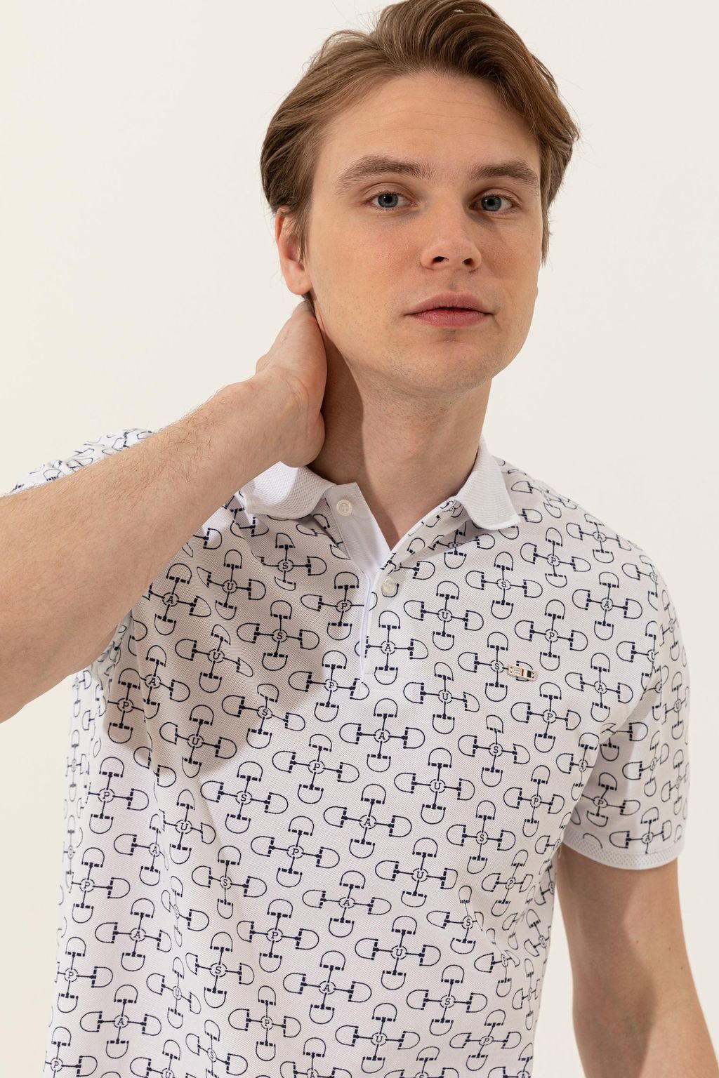 U. S. Polo Assn Мужская белая футболка с воротником-поло - U.s. polo assn фото 2