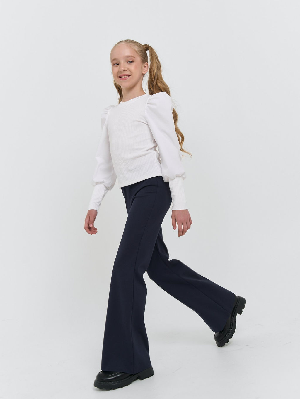 Брюки клёш Синие для девочки 7+ - Bungly фото 5