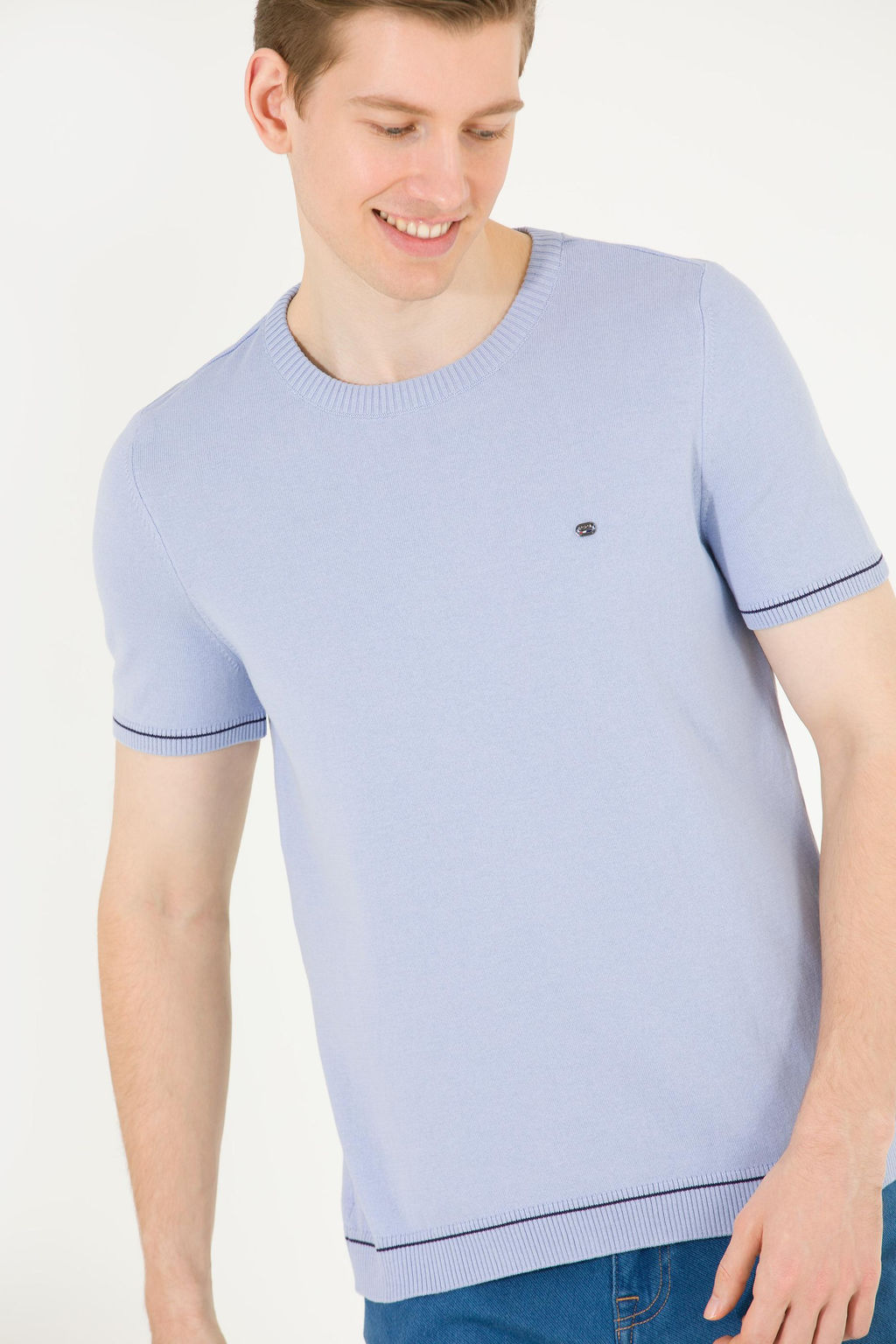 Мужской голубой трикотажный свитер - U.s. polo assn фото 4