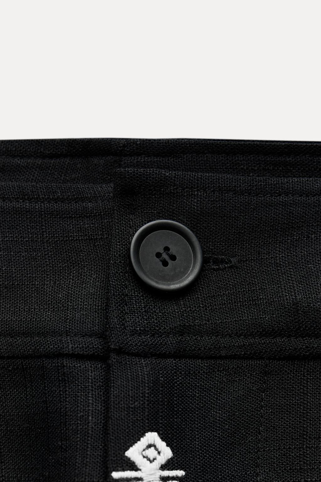 ZW COLLECTION CONTRAST EMBROIDERY CULOTTE TROUSERS - Zara фото 8