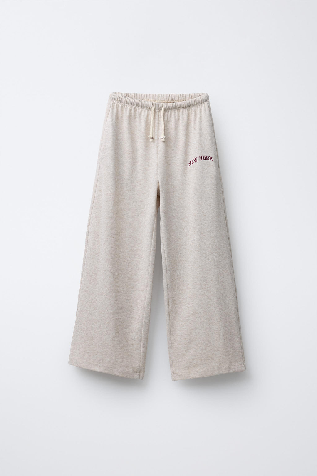 EMBROIDERED HEAVY WIDE-LEG PLUSH TROUSERS