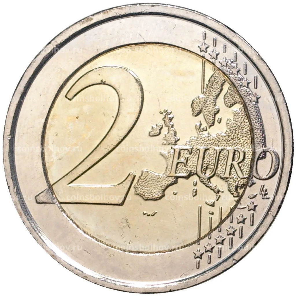 2 евро 2012 года Бельгия 10 лет евро наличными