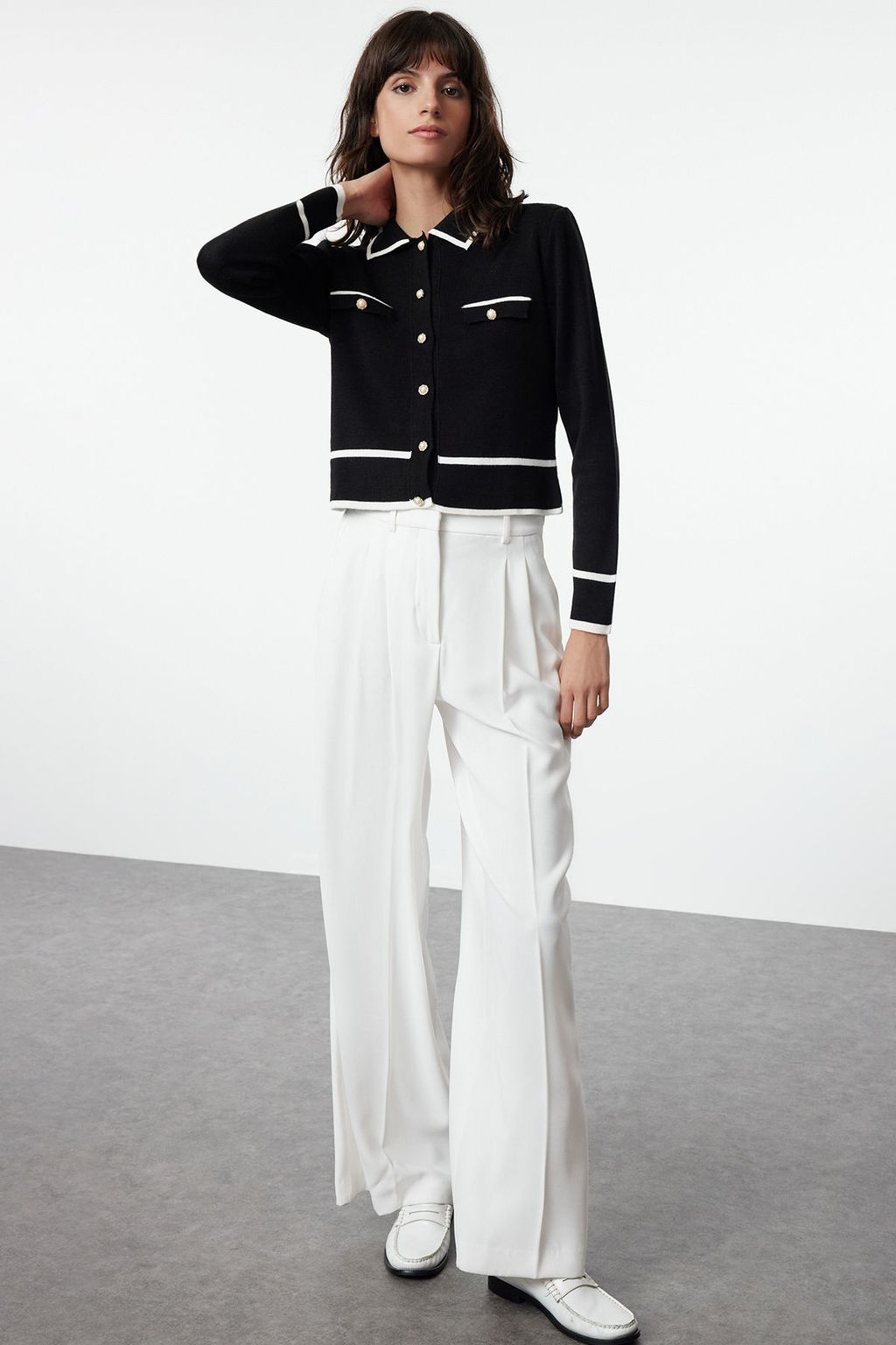 Siyah Renk Bloklu Polo Yaka Triko H?rka TWOAW25HI00300