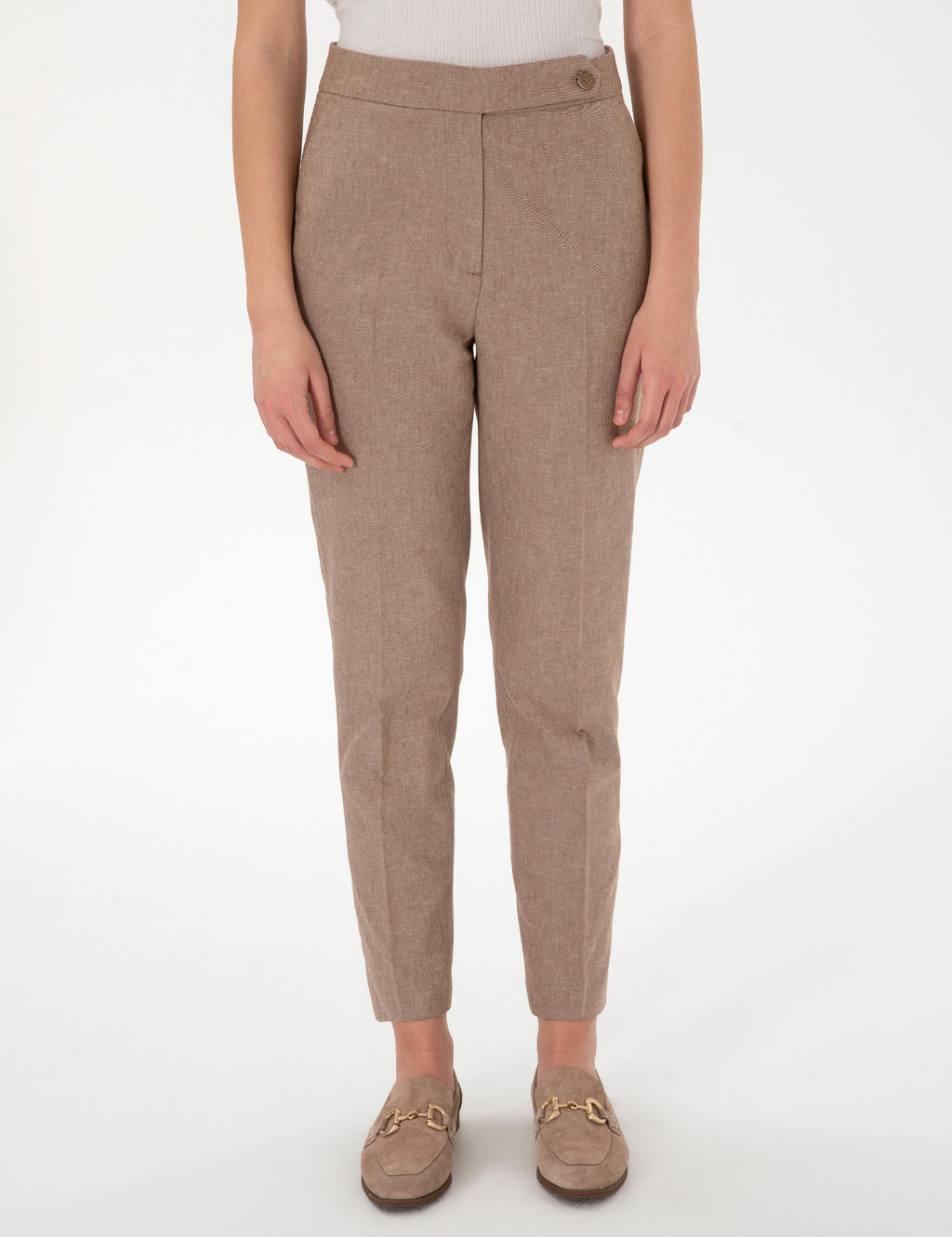 Camel Keten Kar___ml_ Kuma_ Pantolon