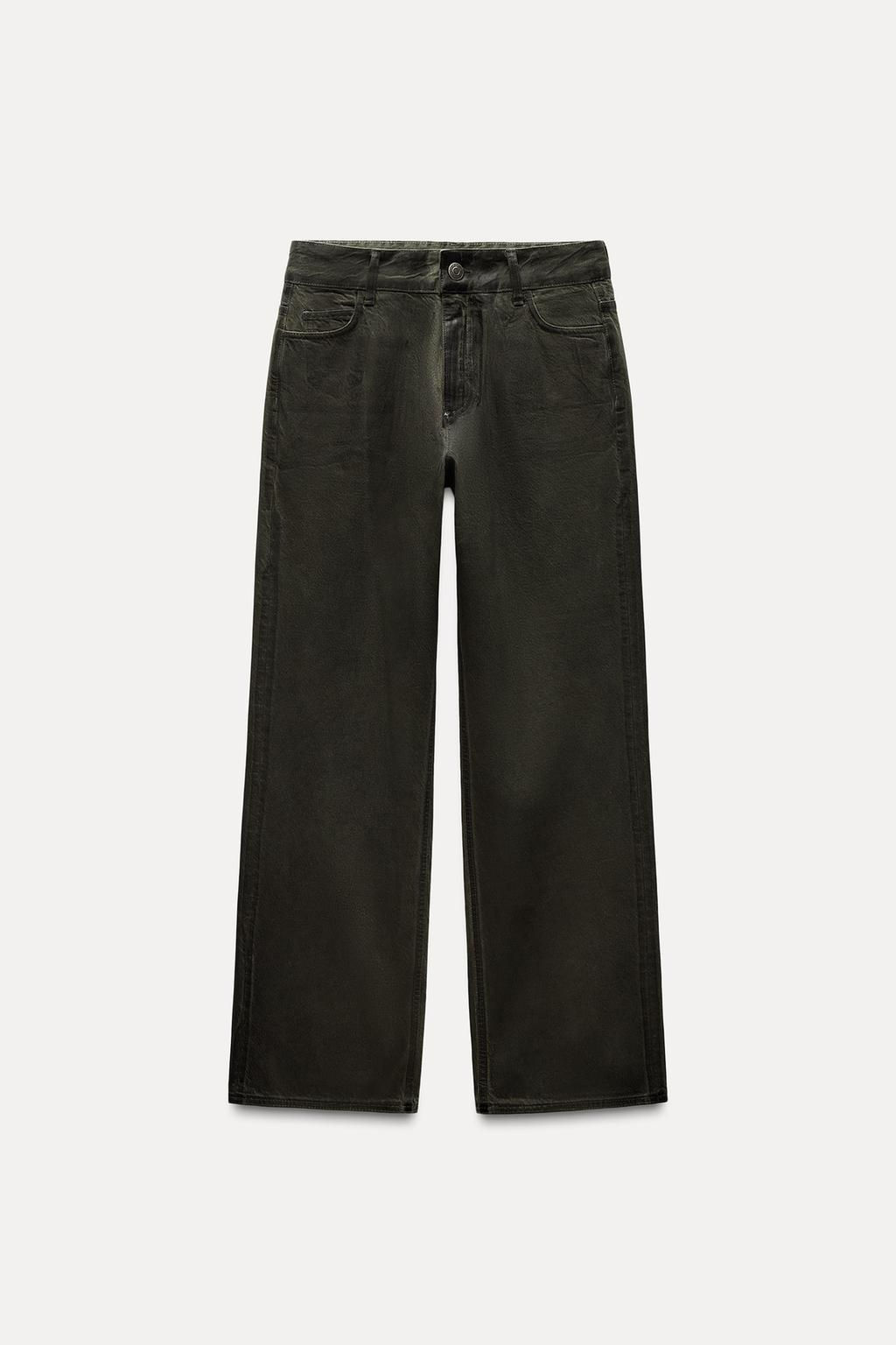 ZW COLLECTION RELAXED MID-WAIST WAXED JEANS - Zara фото 4