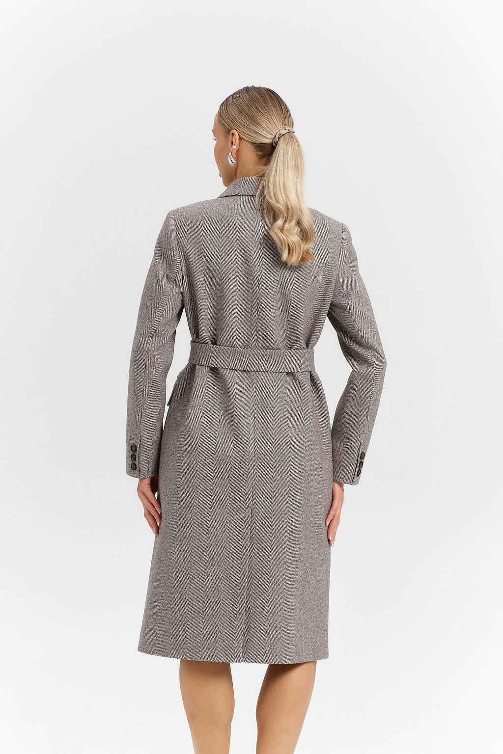 Пальто женское демисезонное 25775 (коричневый/ёлочка)