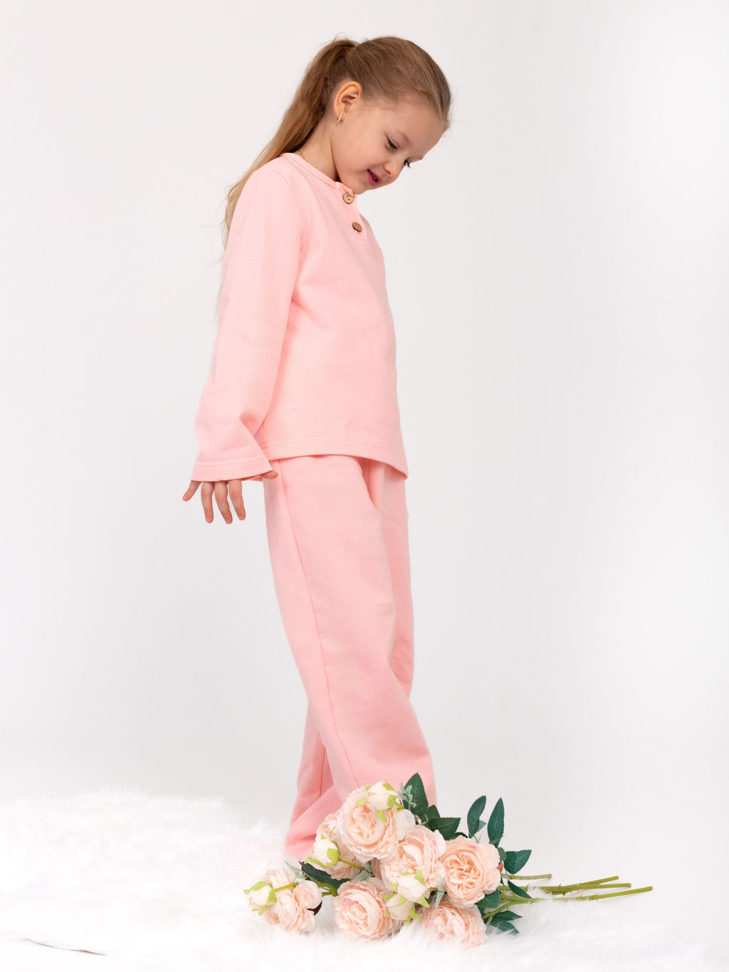 Пижама детская футер начес с брюками "СТЕША" РОЗОВЫЙ