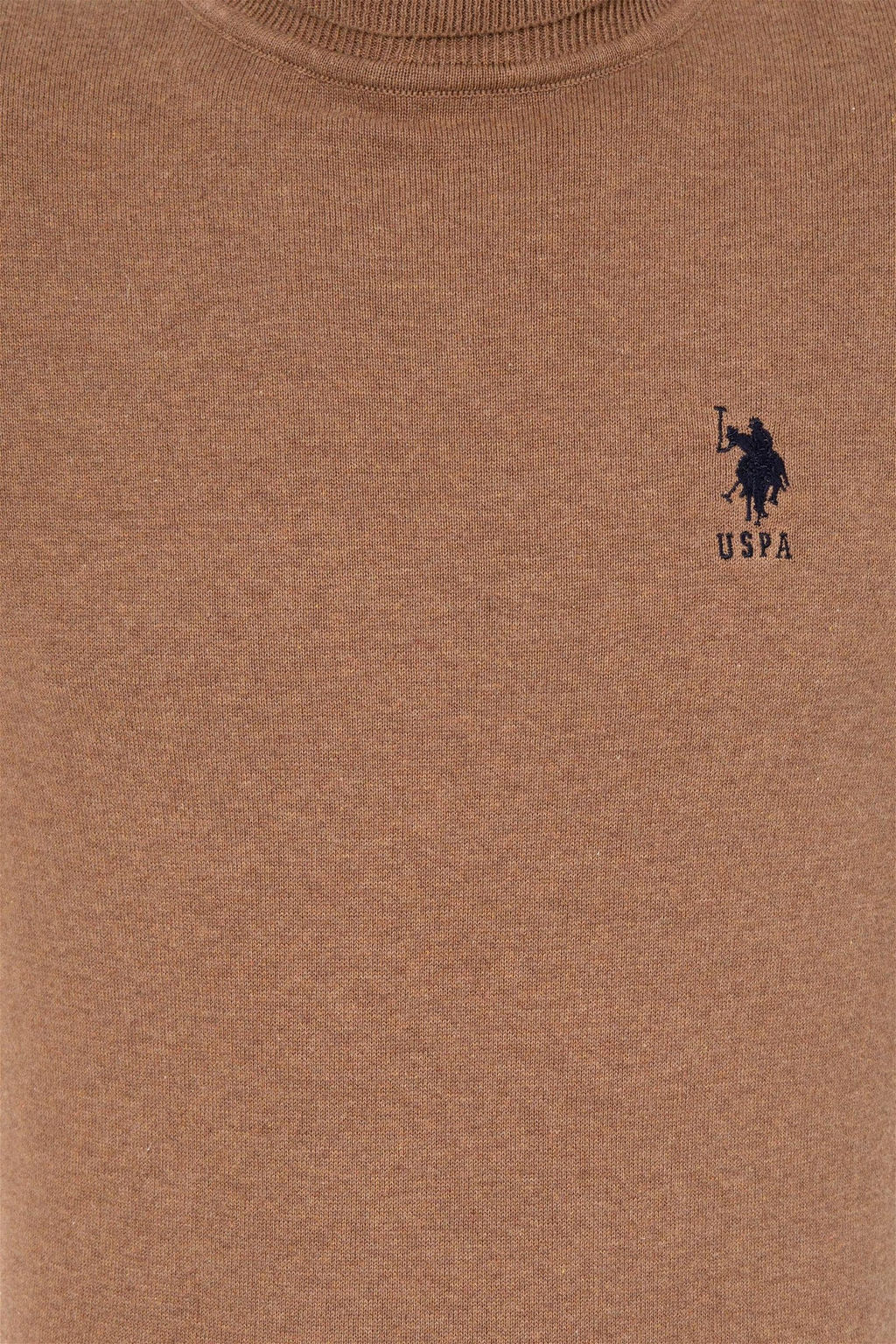 U. S. Polo Assn Мужской базовый свитер светло-коричневого меланжевого цвета - U.s. polo assn фото 12