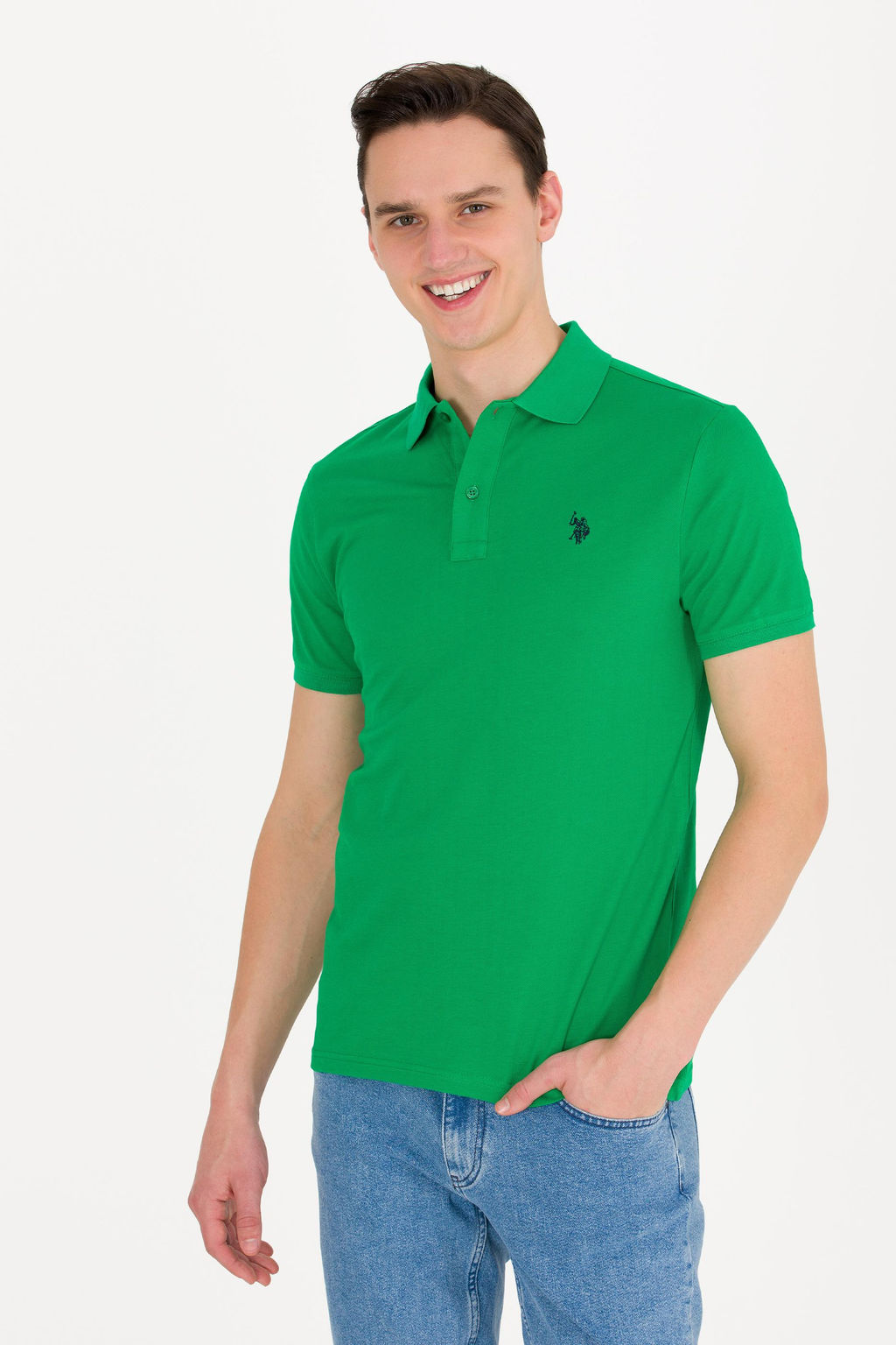 U. S. Polo Assn Мужская базовая футболка с воротником-поло Apple Green Green - U.s. polo assn фото 3