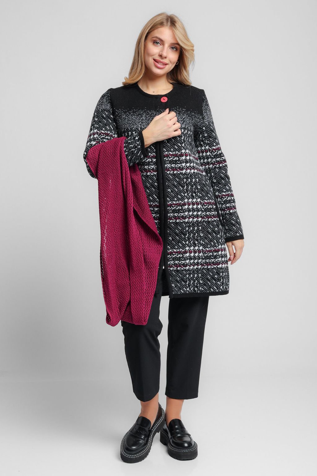 Кардиган В 1742/черно-ягодный (1330) - Злата Стиль фото 7