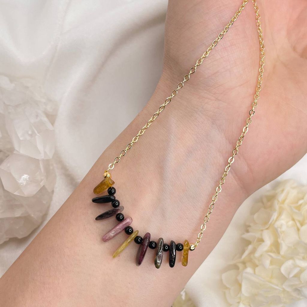 Колье на цепочке с Турмалином микс 43 см +