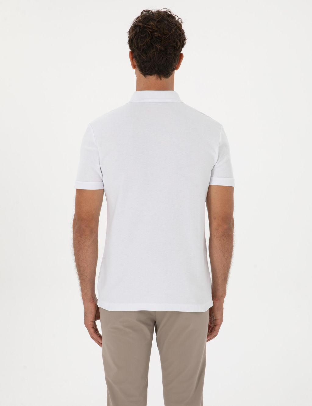 Beyaz Slim Fit %100 Pamuk K_vr_lmaz Amerikan Pike Polo Yaka Basic Ti__rt - Pierre cardin фото 5