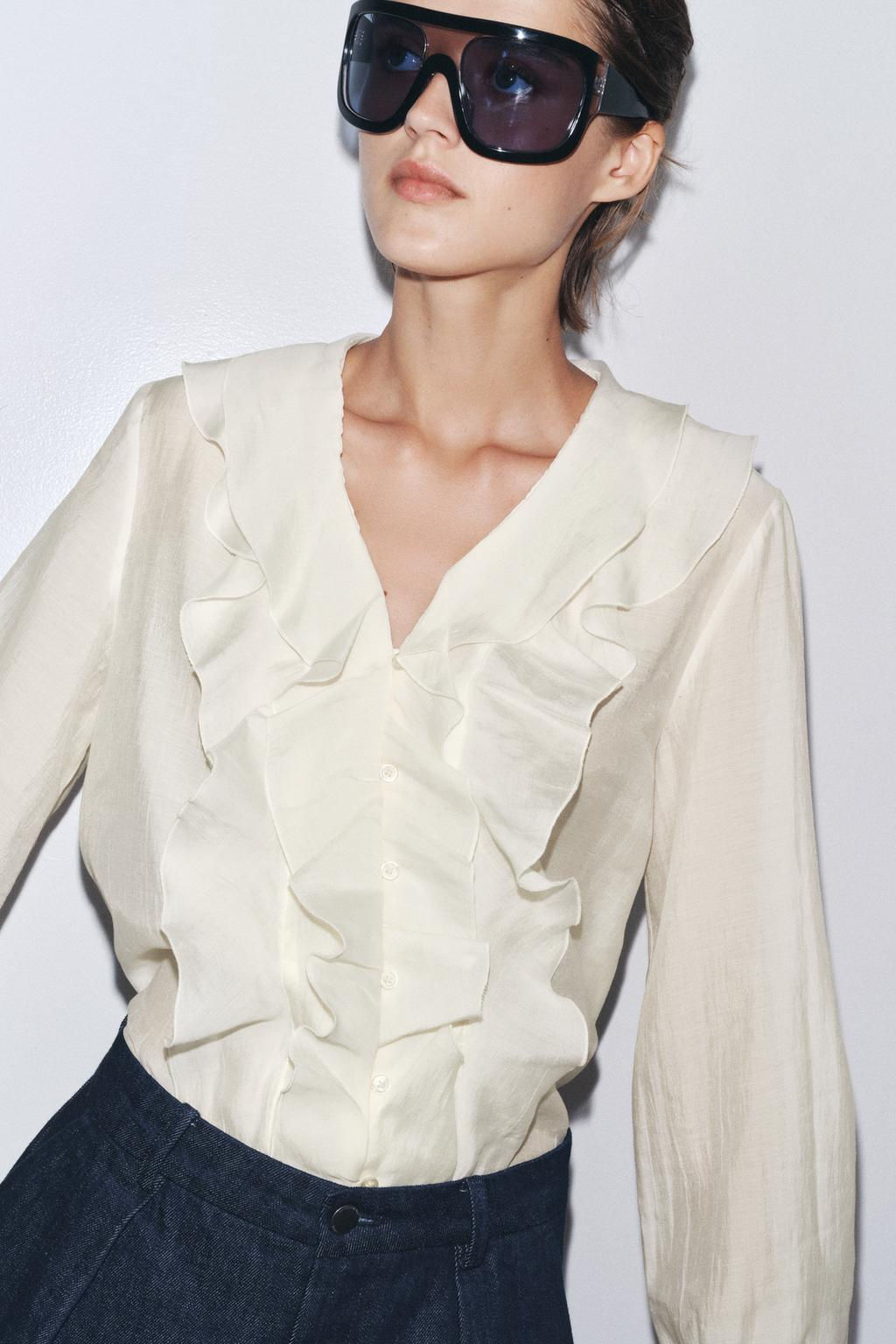 ZW COLLECTION RUFFLED SHIRT - Zara фото 9