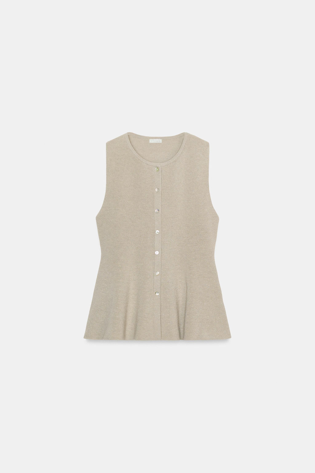 TOP RIB PEPLUM BOTONES / Crudo medio