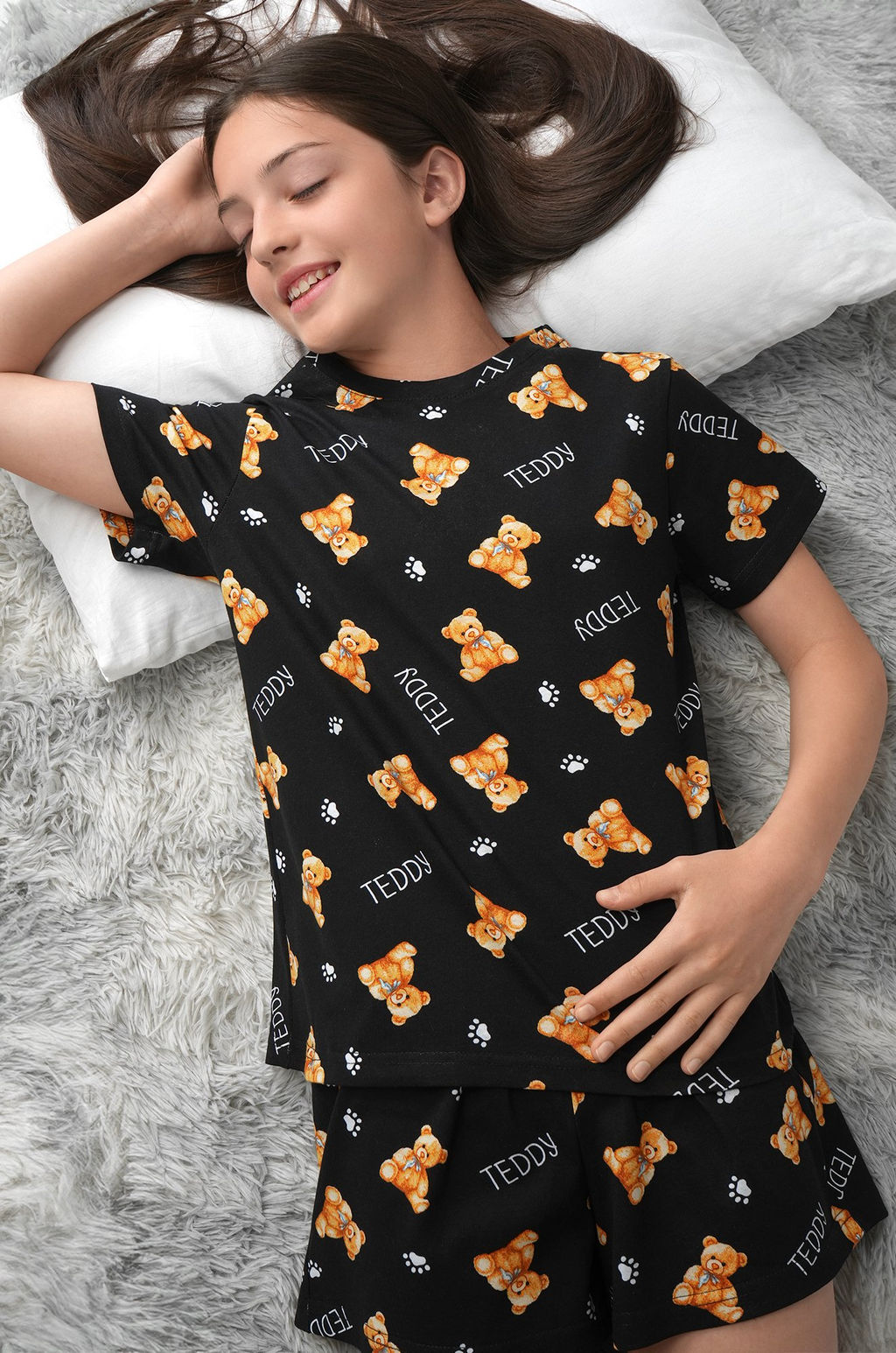 Хлопковая пижама для девочки с шортами Happyfox