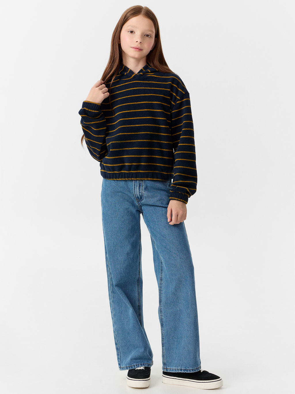 Худи для девочек синее в полоску - Mark formelle фото 3