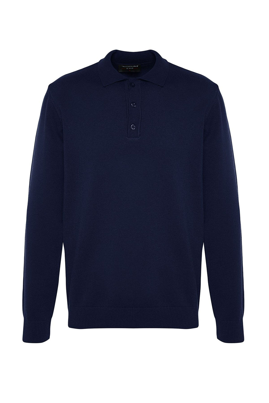 Lacivert Erkek Regular Polo Yaka Duz Triko Kazak TMNAW24KZ00067