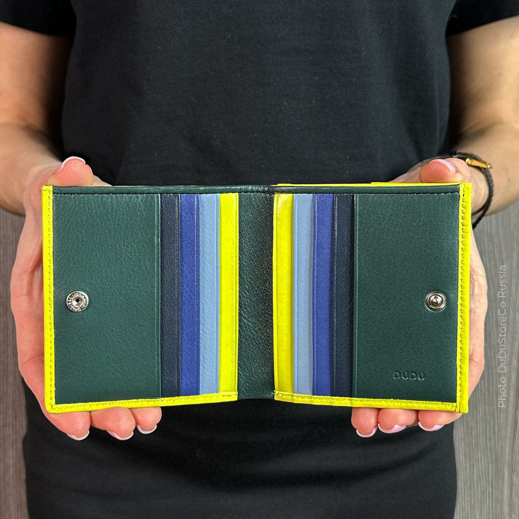 Итальянский кожаный кошелек DuDu серии Flavio | зеленый - Dudubags фото 7