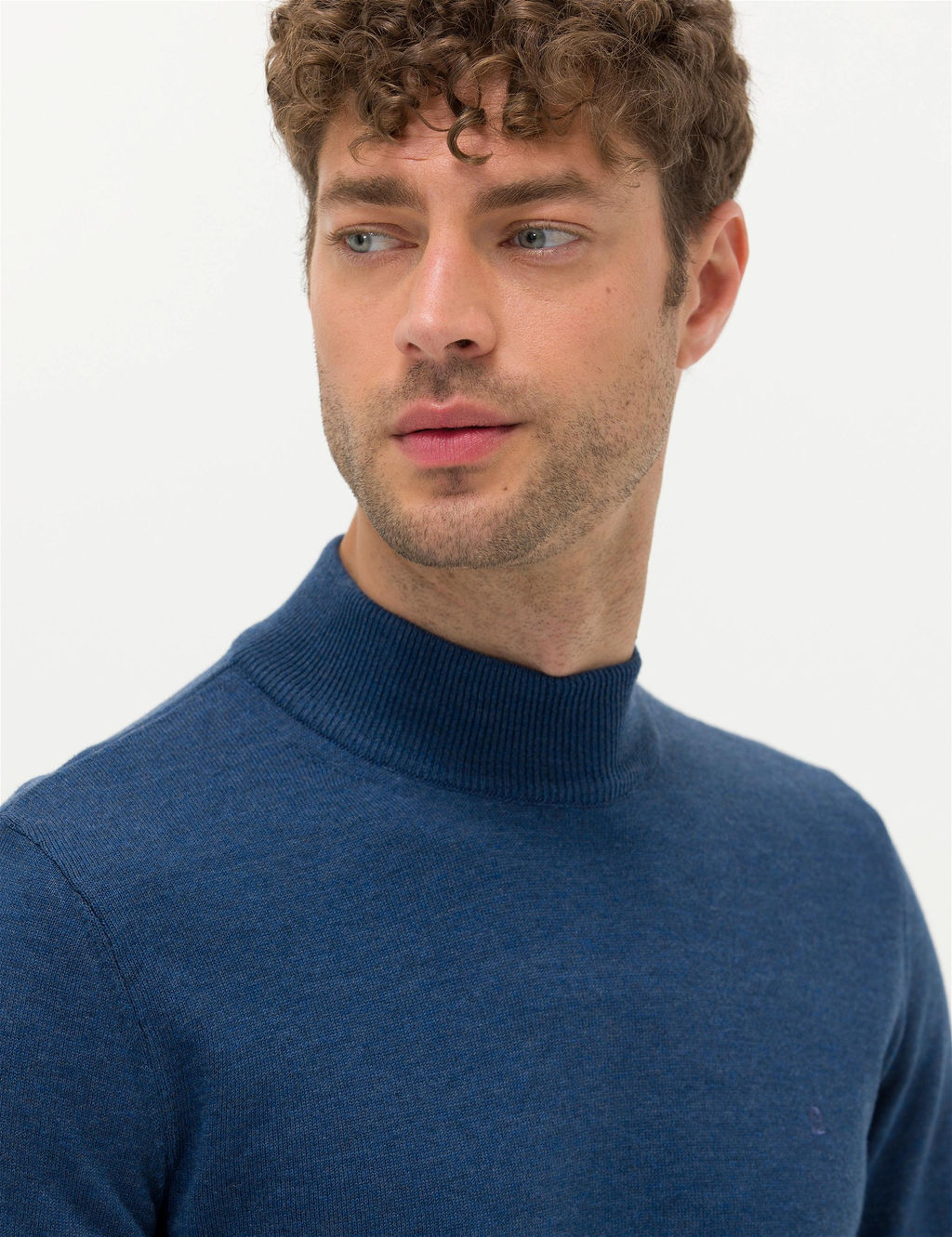 _ndigo Melanj Slim Fit Yar_m Bal_k__ Yaka Basic Triko Kazak - Pierre cardin фото 3