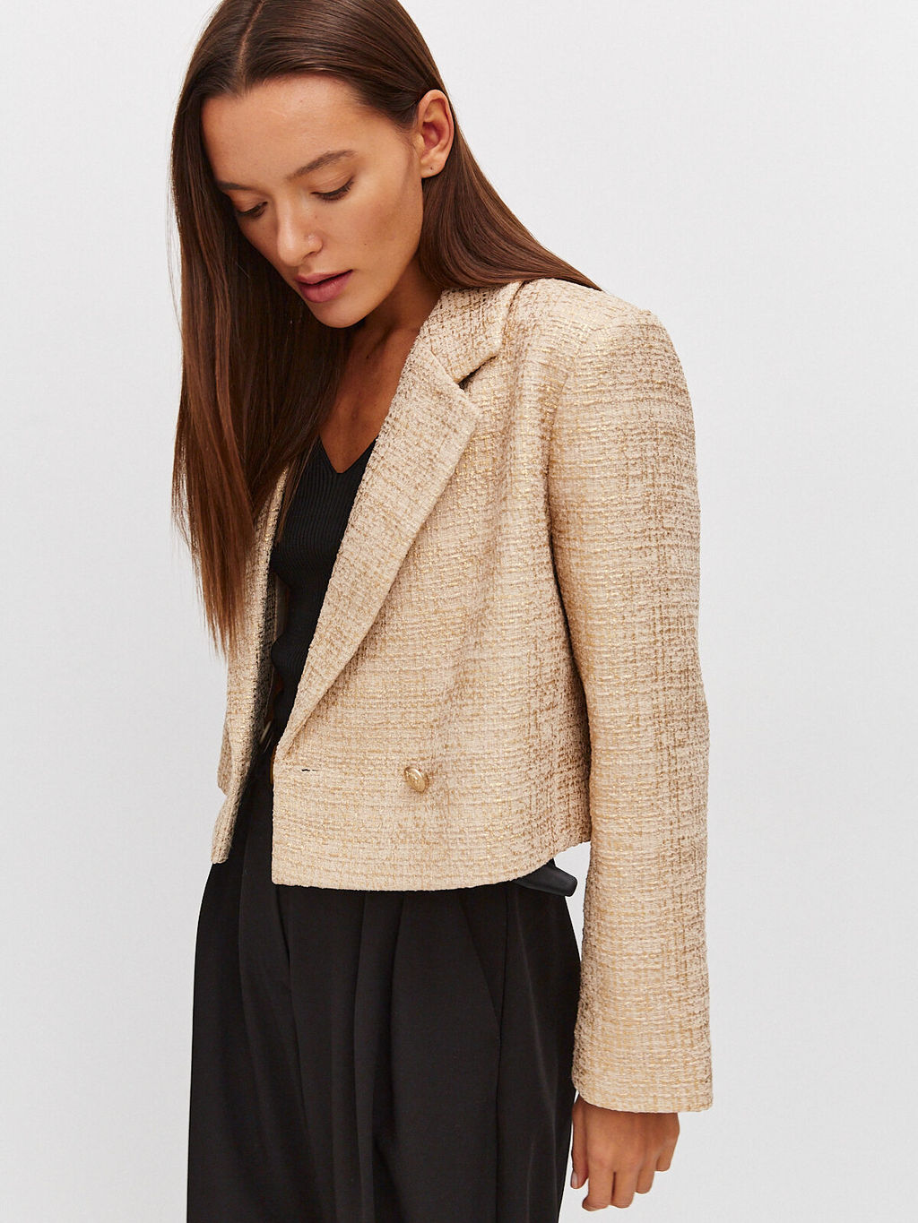 Укороченный жакет с золотым накатом - TO BE ONE фото 11