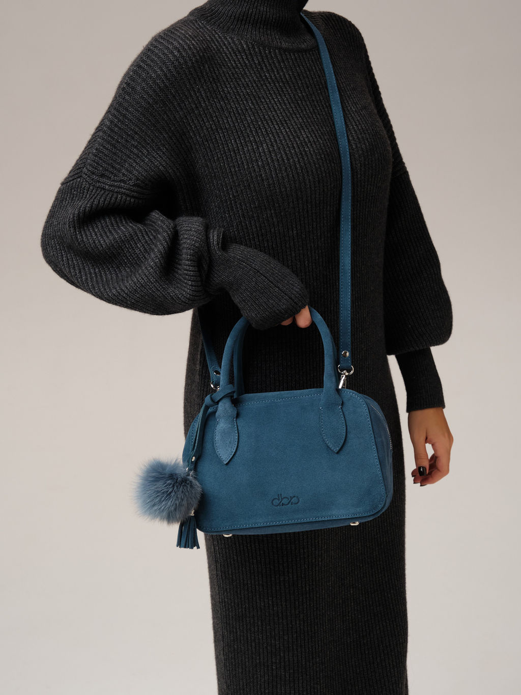 Замшевая сумка Polly DBR 31348 синий туман  фото 5