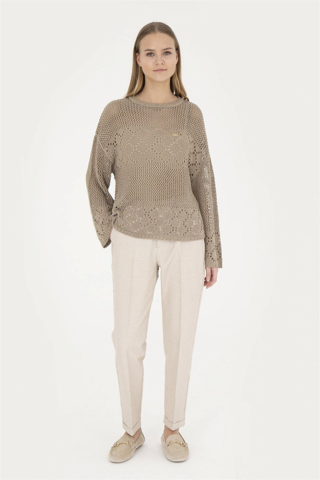 Женские брюки песочного цвета из парусины - U.s. polo assn фото 3