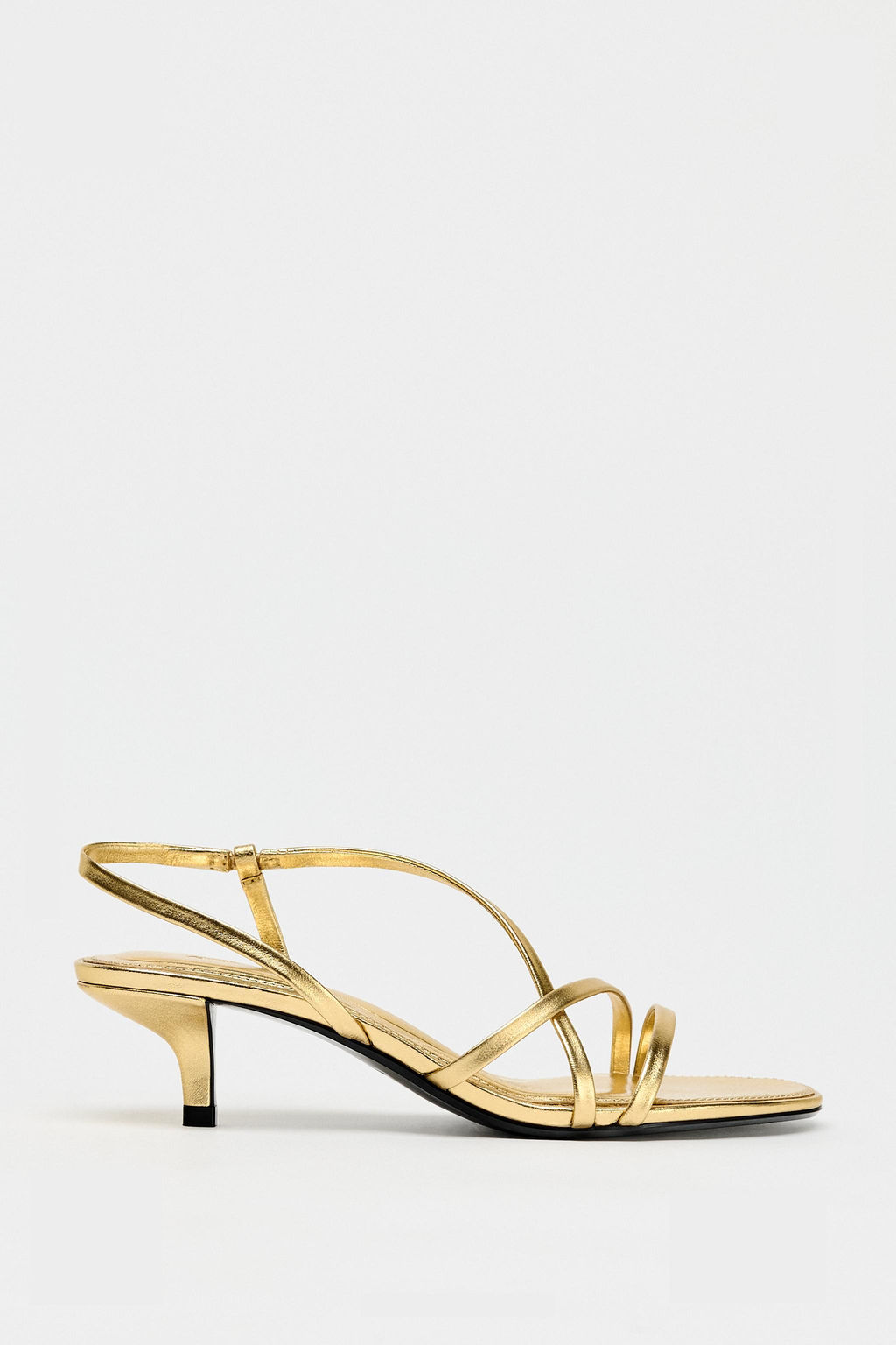 LEATHER KITTEN HEEL SANDALS - Zara фото 15