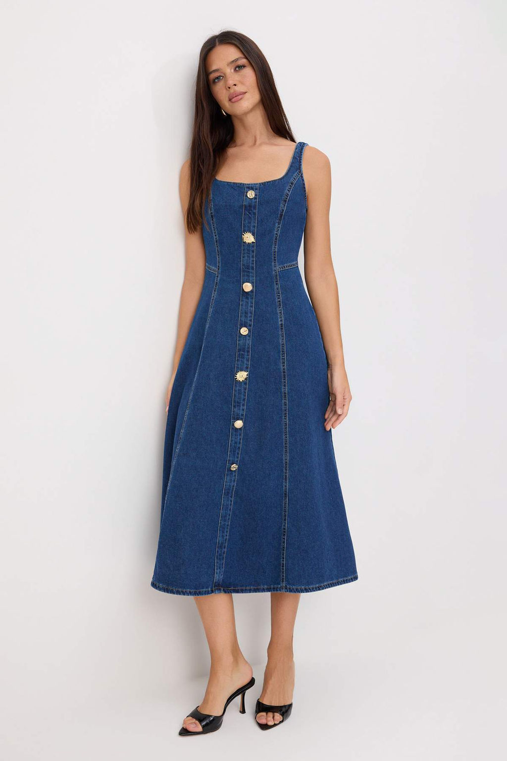Lacivert D__me Detayl_ Ask_l_ Maxi Denim Elbise TWOSS26EL00952 - Trendyolmilla фото 2