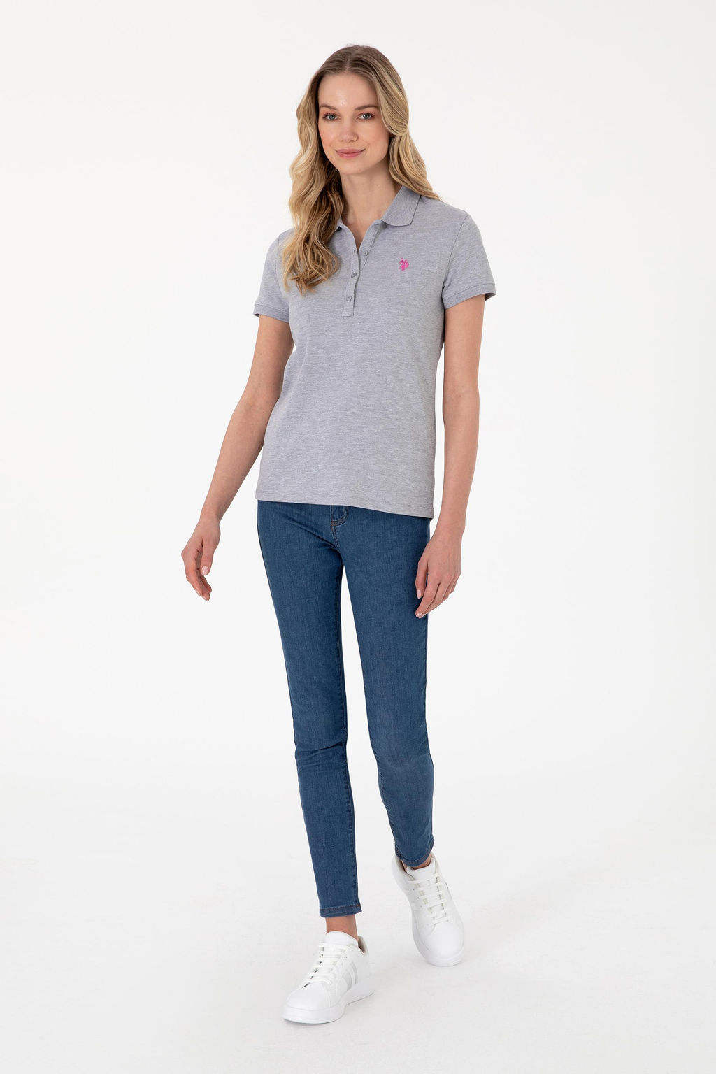 Kad_n Gri Melanj Basic Ti__rt Sepette S_rpriz _ndirim - U.s. polo assn фото 4