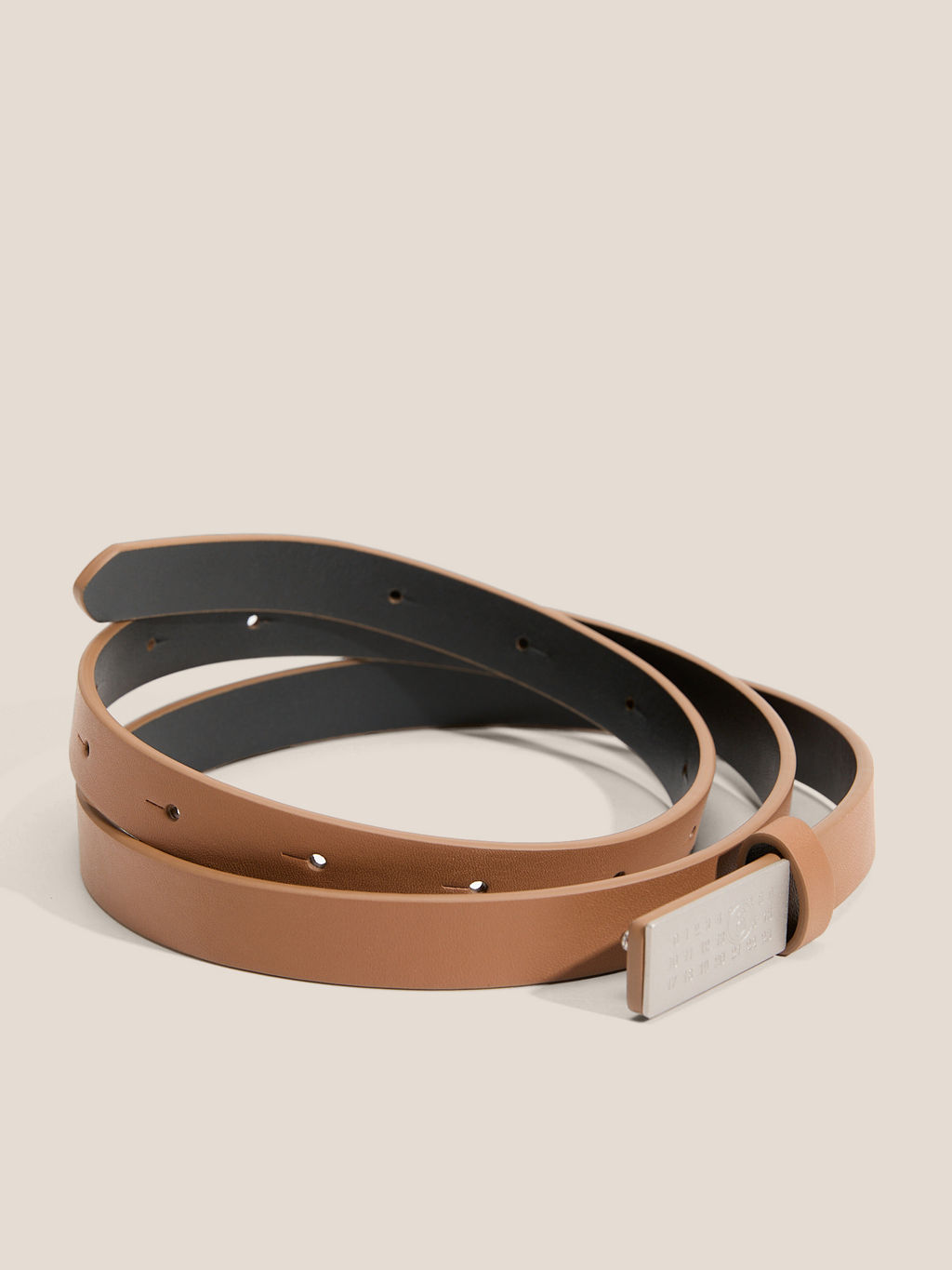 Женский ремень MM6 MAISON MARGIELA NUMERIC BELT MINI Артикул 4663659, бежево-коричневый