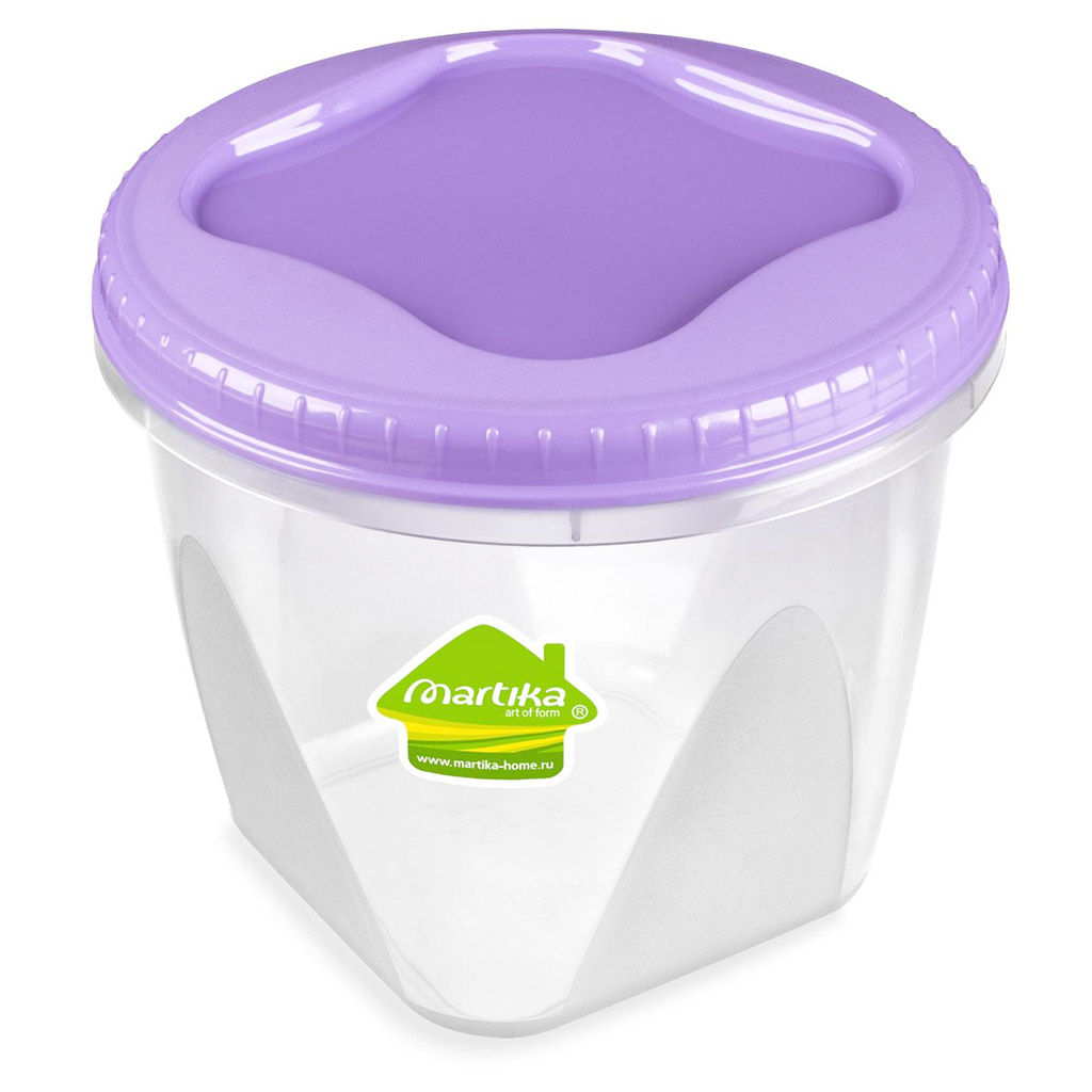 Контейнер для продуктов пластмассовый Тондо 1,5л, д15см, h13,5см, завинчивающаяся крышка, цвета микс, подходит для СВЧ (Россия)