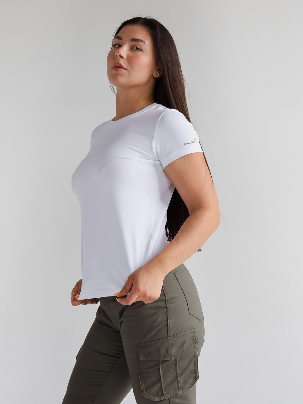 Футболка женская классика Caribou (белый) фото 2