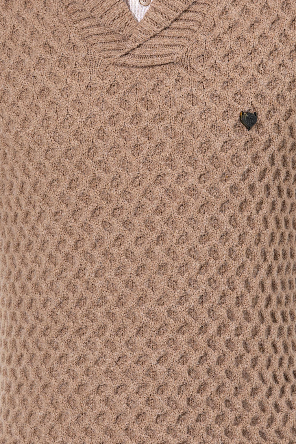 U. S. Polo Assn Мужской светло-коричневый меланжевый трикотаж с шалевым воротником - U.s. polo assn фото 6