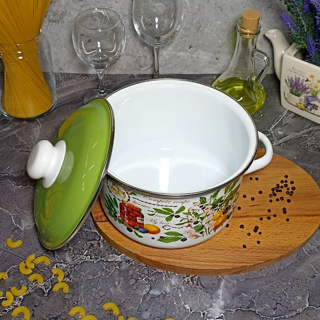 Кастрюля 4,0л цил. Вкусный компот 6RD201М белосн. - Стальэмаль фото 5