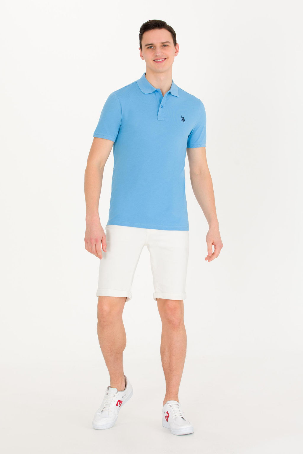 U. S. Polo Assn Мужская бирюзовая базовая футболка с воротником-поло - U.s. polo assn фото 4