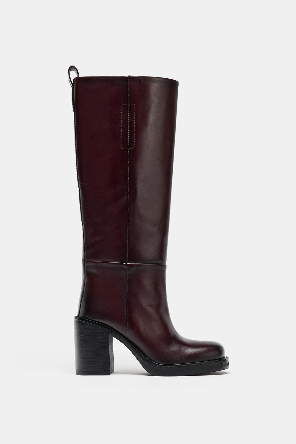 LEATHER BLOCK HEEL BOOTS - Zara фото 3