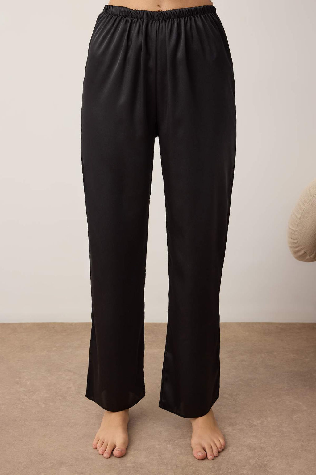 Siyah 3lu Ceyiz Set Saten Dokuma Pijama Tak?m? THMAW26PT00199