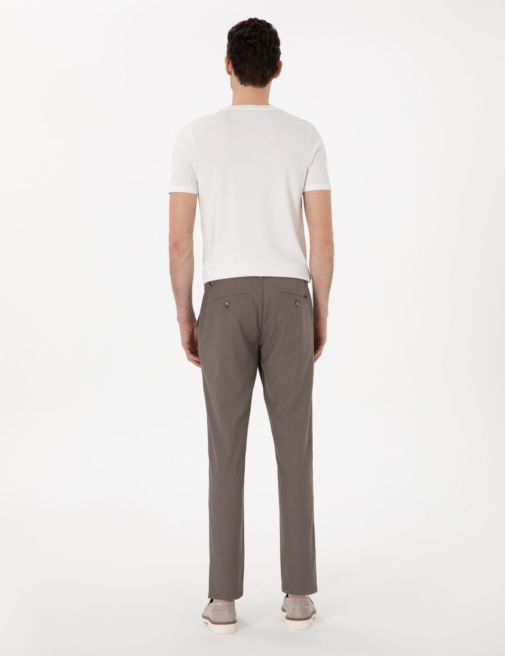 Vizon Slim Fit Beli Lastikli Kanvas Pantolon