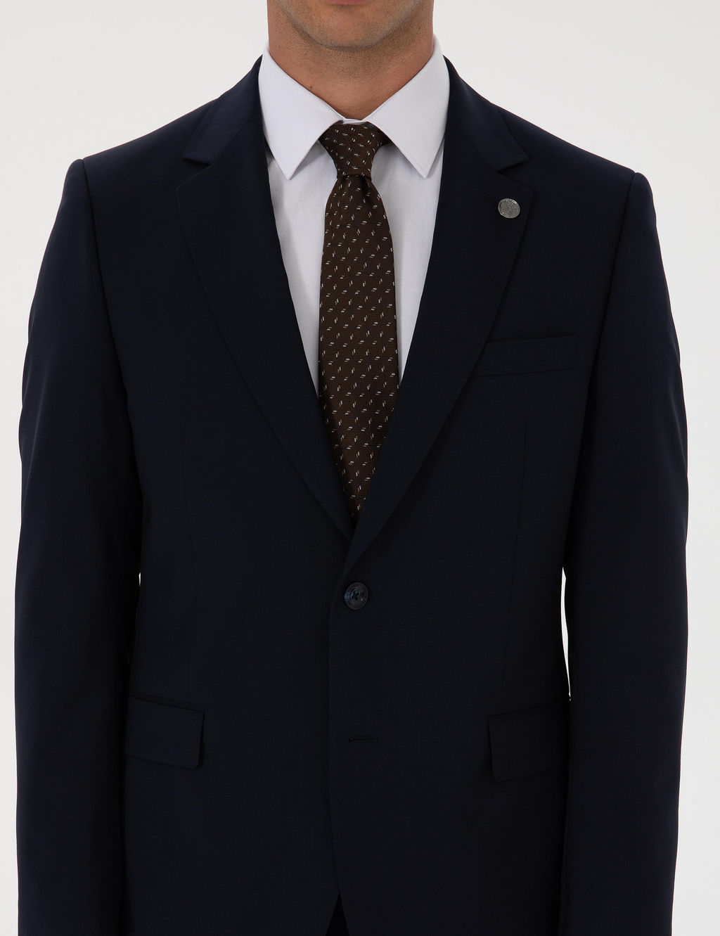 Lacivert Slim Fit %100 Y_n Tak_m Elbise