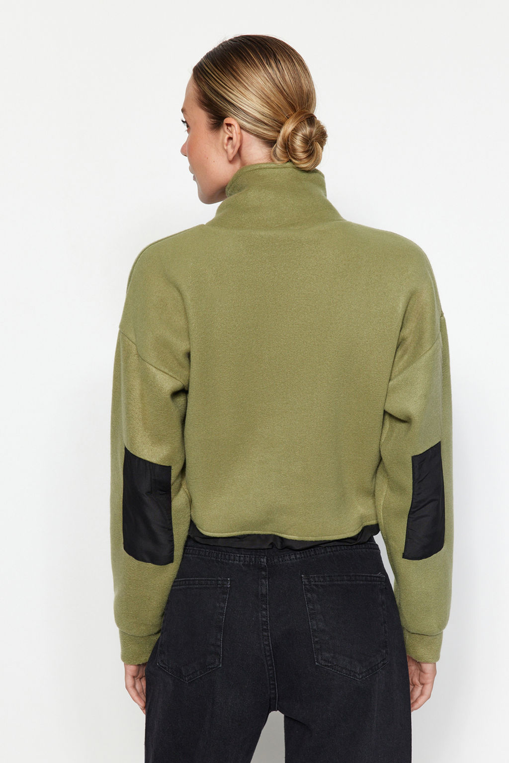 Haki Parasut Detayl? Polo Yaka Fermuarl? Stoperli Polar Crop Orme Sweatshirt TWOAW24SW00005 - Trendyolmilla фото 6