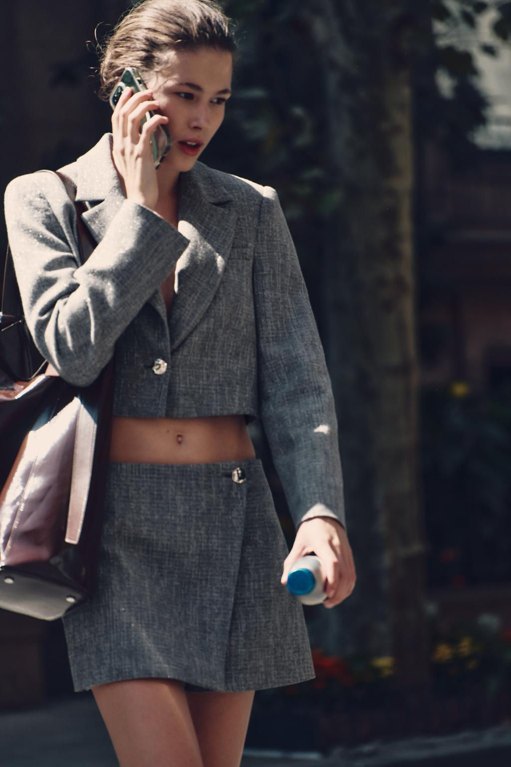 METALLIC THREAD CROPPED BLAZER - Zara фото 3