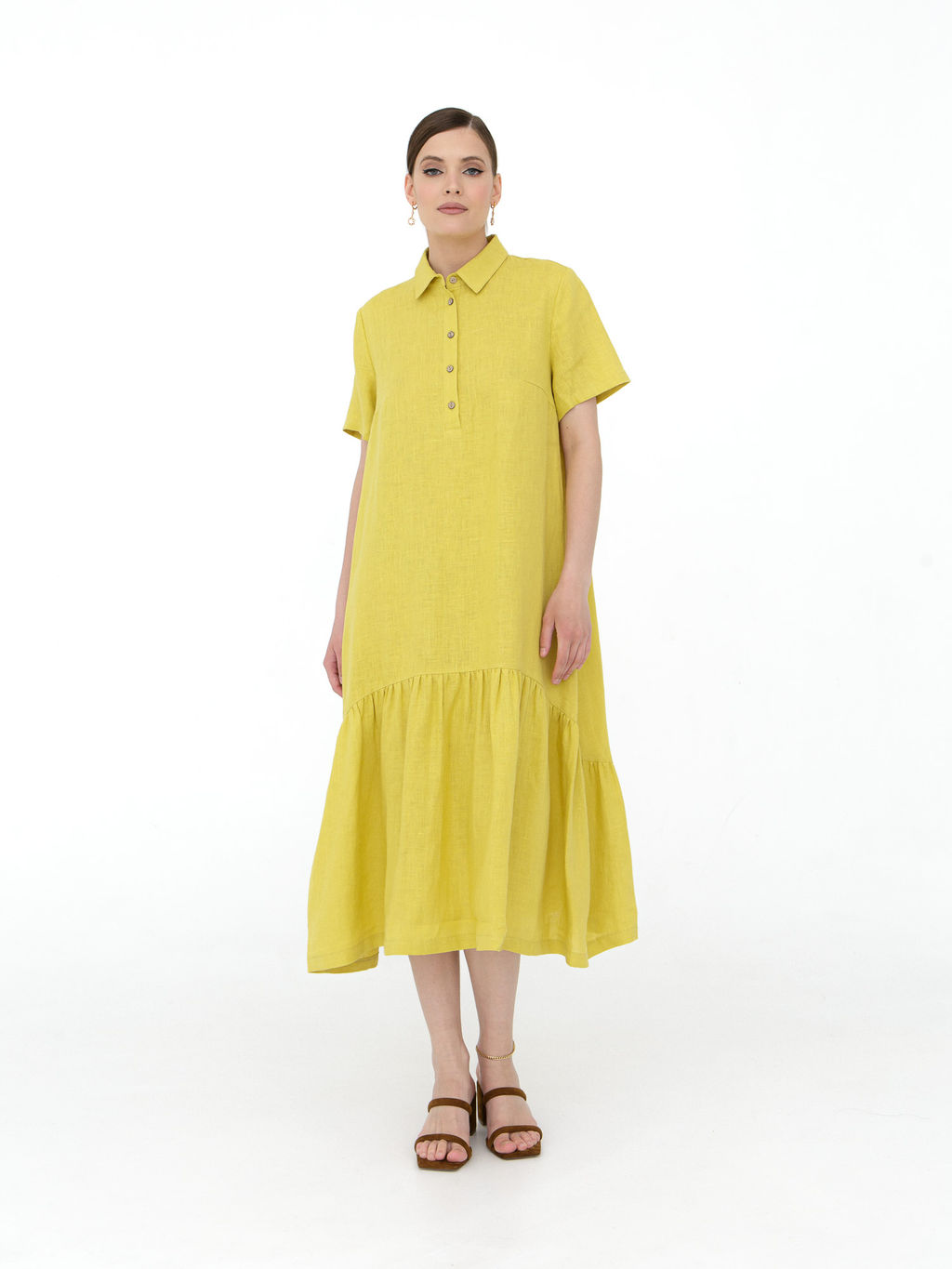 Платье женское КЛ-7521-ИЛ23 пыльно-желтый